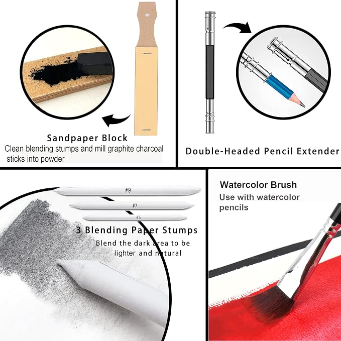 KALOUR 82 Pack Drawing Sketching Kit, Pro Art Supplies - Image 7