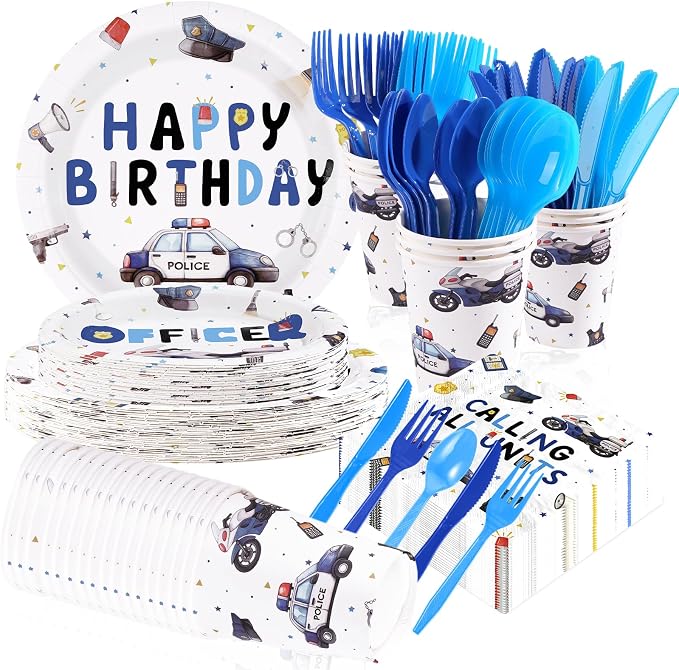 168Pcs Police Birthday Party Decorations by Greencian