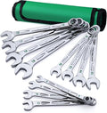 SK Combination Wrench Set, Metric 8 to 19mm, 12-Piece, SuperKrome Finish, Premium CR-V Construction, with Rolling Pouch