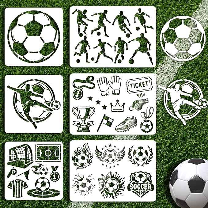 INFUNLY 6Pcs Soccer Painting Stencil by INFUNLY