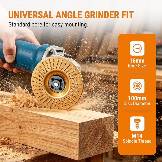 3-Piece Angle Grinder Polishing Pad, Wood Carving Disc Set, Tungsten Carbide - Image 7