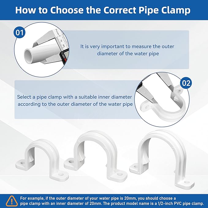 20 Set PVC conduit pipe strap clamps Φ20 MM - SCH 1/2 IN,Two Hole plastic pipe clips