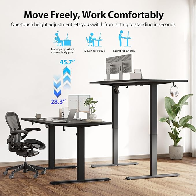Agilestic Electric Standing Desk, 48 x 28 Inches Height Adjustable Desk - Image 4