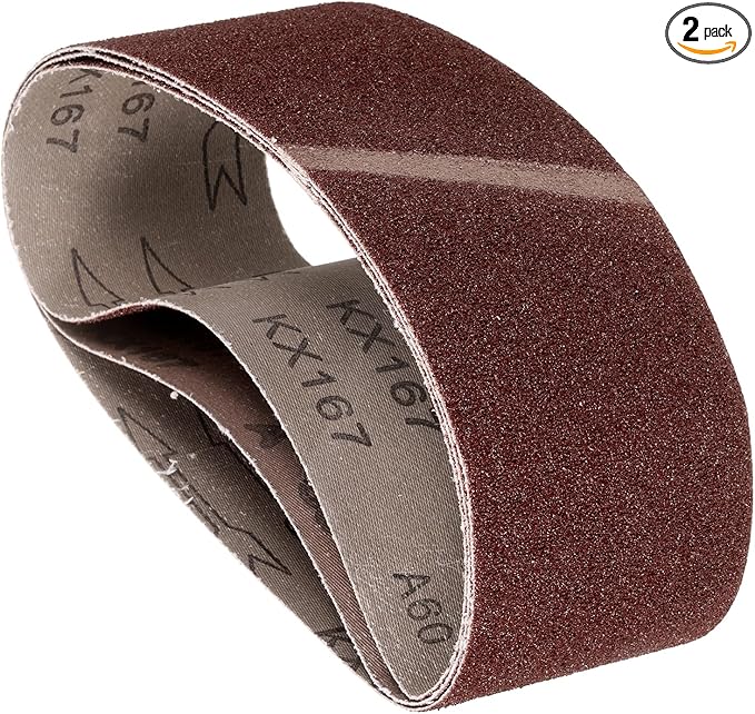 2 Pcs Sanding Belts 3 x 21 Inch 60 Grit Aluminum Oxide Abrasive Sandpaper for Belt Sander Metal Grinding Wood Working Weld Rust Removal