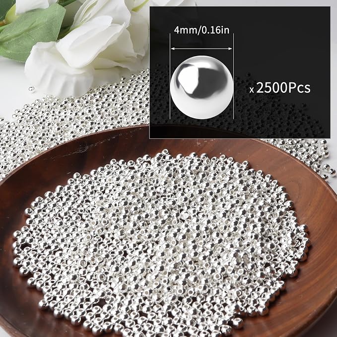 2500pcs Silver 4mm Pearl Beads - Image 2
