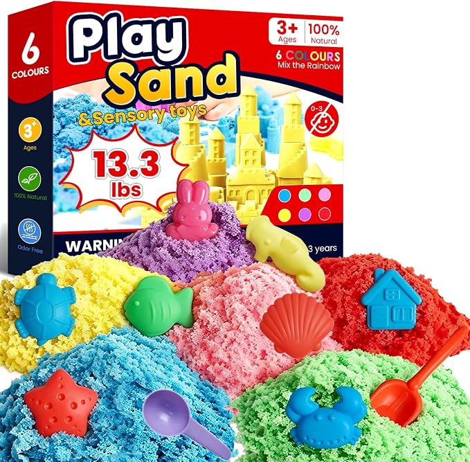 FURWEY Play Sand Set, with 13.3lbs of Colorful Sensory Sand, Plus 15 Tools & by FURWEY