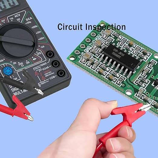 Short Alligator Clip Test Leads,Alligator Clip Leads with Wires, Alligator Clips Electrical Test Leads Set for Multimeters, Battery Testing,16AWG 3.28Ft 2PCS.