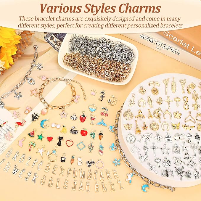Mckanti 674 Pieces Charm Bracelet Making Kit, Including Paperclip Chain - Image 4