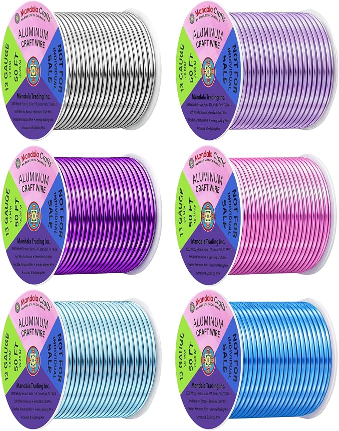 Mandala Crafts 13 GA Turquoise Pink Assorted Anodized Aluminum Craft Wire | 300 by MandalaCrafts