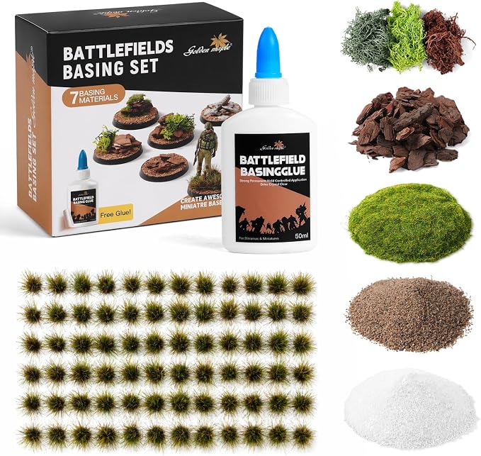 Golden Maple Miniature Terrain Basing Set, Static Grass & Scenery Flocks Kit by goldenmaple