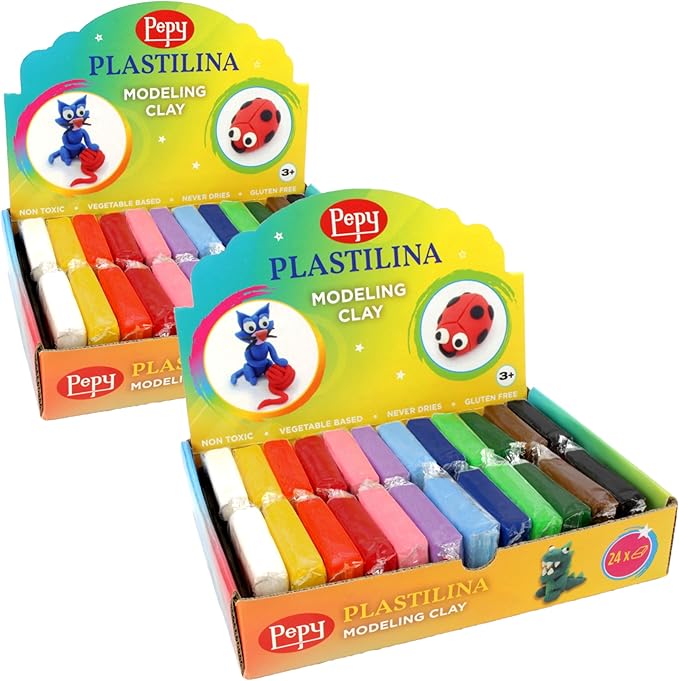 Pepy Plastilina Reusable and Non-Drying Modeling Clay Gift Set; Set of 48 Bars by Pepy
