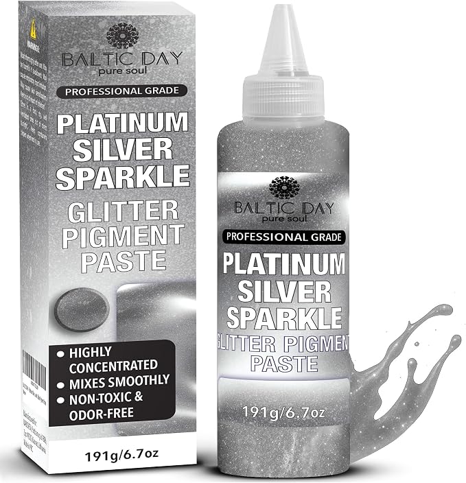 Platinum Silver Sparkle Epoxy Pigment Paste XL – Ultra-Concentrated Metallic by BALTICDAYpuresoul