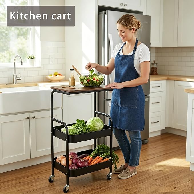 3-Tier Metal Rolling Utility Cart - Image 5