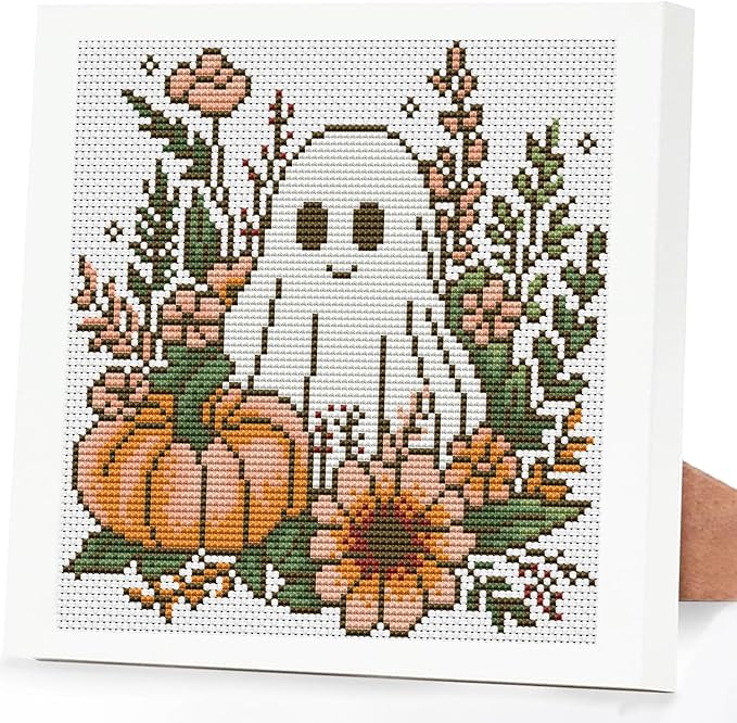 Ghost Flower Stamped Cross Stitch Kits by DIYHomeDecor