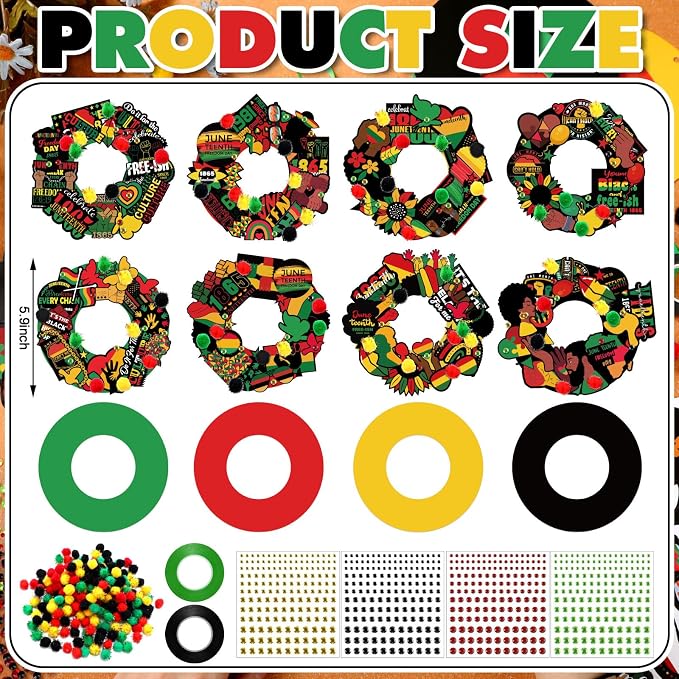 Hollowfly 48 Sets Juneteenth Wreath Craft Kits DIY Juneteenth Wreath Hanging - Image 3