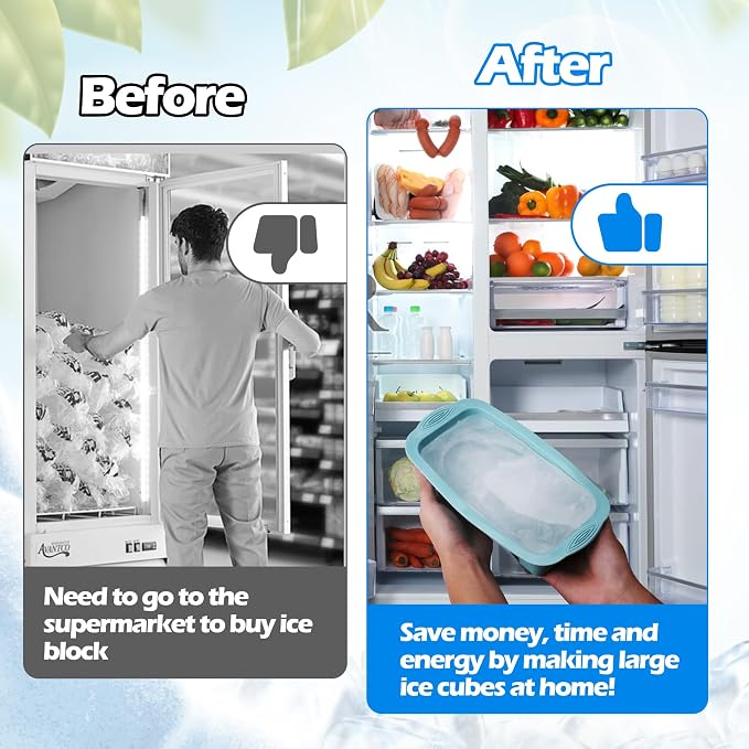 XANGNIER Extra Large Ice Block Mold, 2 Pack 4.7lbs Ice Cubes - Image 2