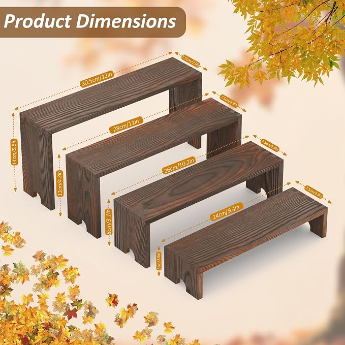 2 Set Wooden Cupcake Stand for Decor, 4 Tiered Stackable Display Risers - Image 3