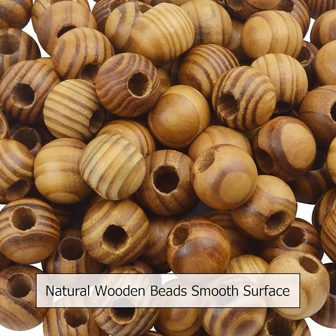 Natural Wooden Beads, 100 Pieces 18mm Diameter Round Loose Spacer Beads Large - Image 5