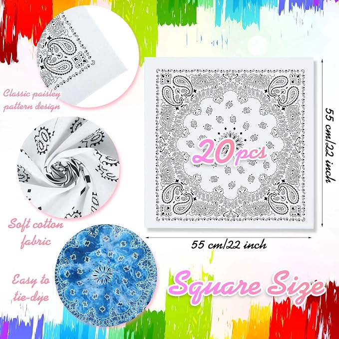 Bonuci 20/50/80/120 Pieces White Bandana Bulk - Image 2