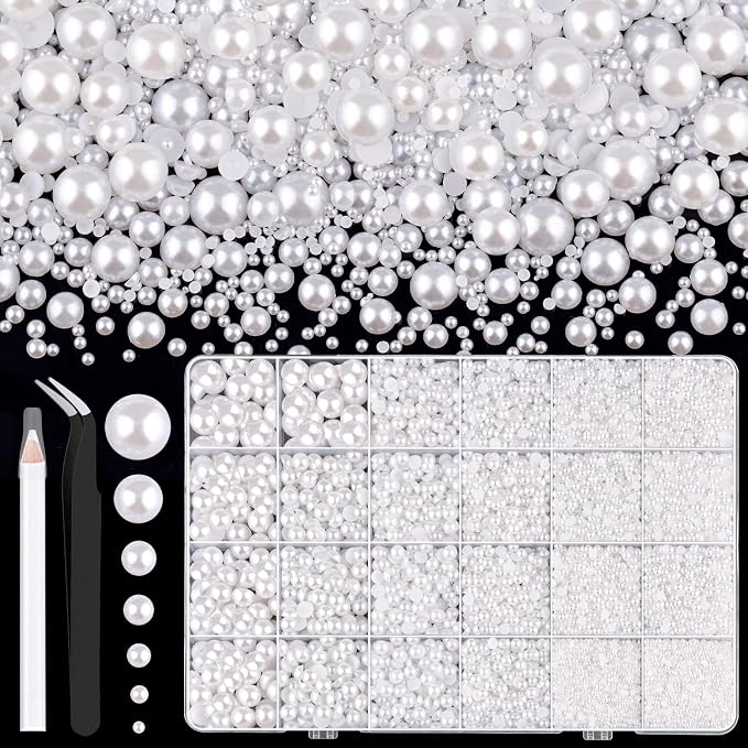 13000Pcs Flatback Pearls for Crafting, Bedazzling Bead for DIY Crafts Clothing by TINKRSTUFF