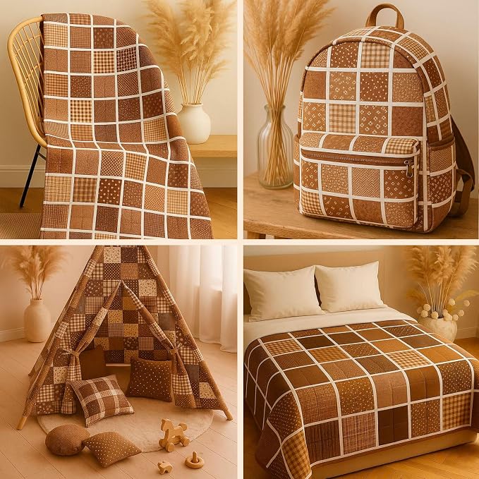 Cotton Satin Patchwork Fabric Panel – 35 Designs, 20×20 cm Squares, Single - Image 9