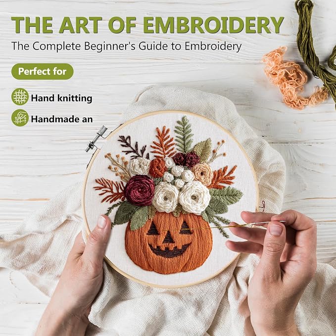 Santune Halloween Embroidery kit, Fall Needlepoint Cross Stitch Kits - Image 2