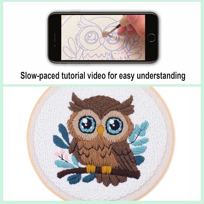 Myfelicity Adorable Owl Punch Needle Kit – Beginner-Friendly DIY Craft Set - Image 2