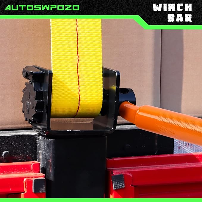 Winch Bar, Combination Winch Bars with Square Head for Flatbed Trailer Winches and Trucks, Painted Carbon-Steel Construction Winch Bar with No-Slip Handle, 2 Pack (Orange)