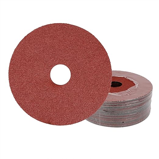 Aluminum Oxide Resin Fiber Sanding and Grinding Discs, 4.5” x 7/8”, 80 Grit - 25 Pack