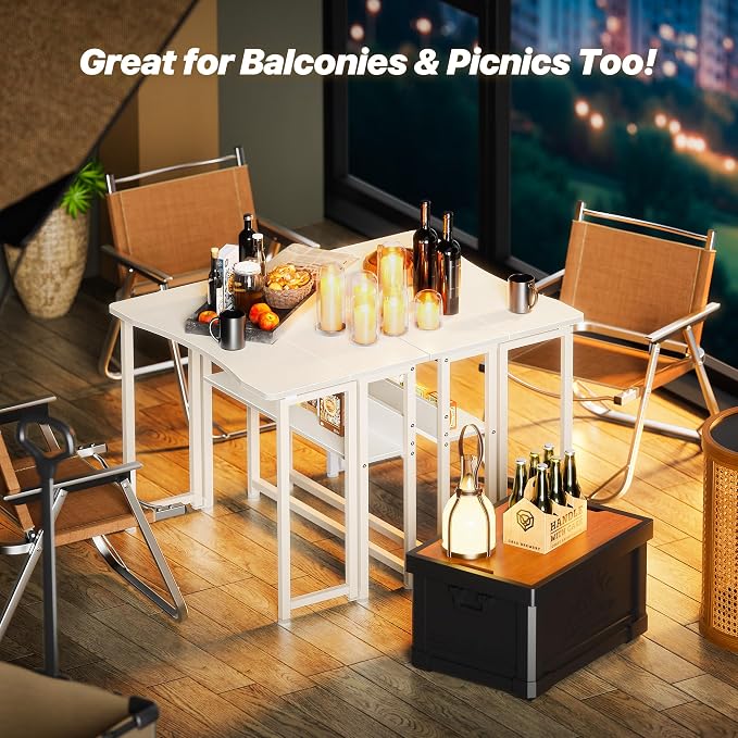 Huuger Folding Desk with Storage Shelf, 31.5 Inch Foldable Computer Table - Image 7