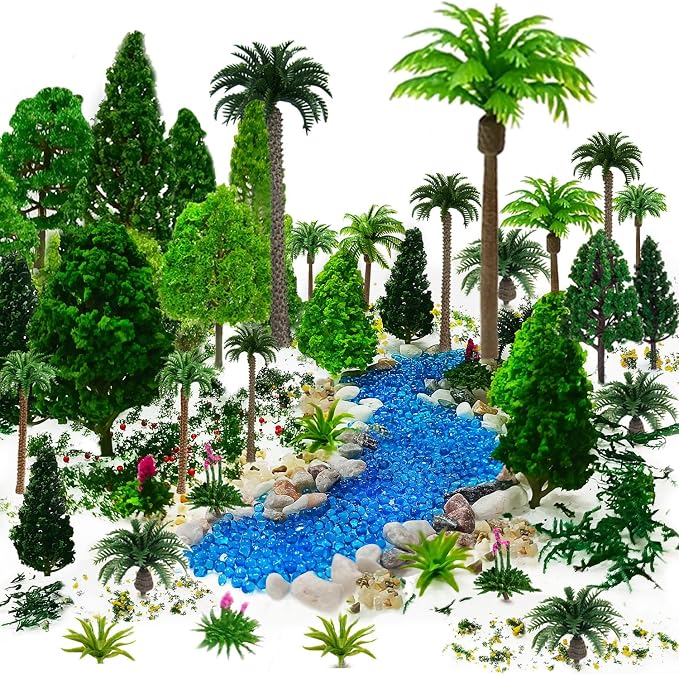 42Pcs Diorama Supplies Kit, Model Trees, Miniature Palm Trees, Architecture Tree by QuarenDen