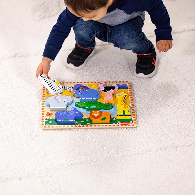 Melissa & Doug Safari Wooden Chunky Puzzle, Educational Screen Free Activity - Image 3