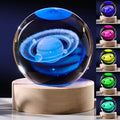 3D Saturn Crystal Ball with LED Colorful Lighting Touch Base, Saturn Decor by Unknown