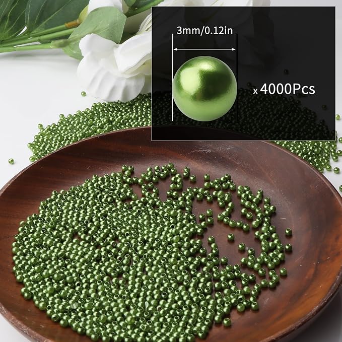4000pcs Green 3mm Pearl Beads - Image 2