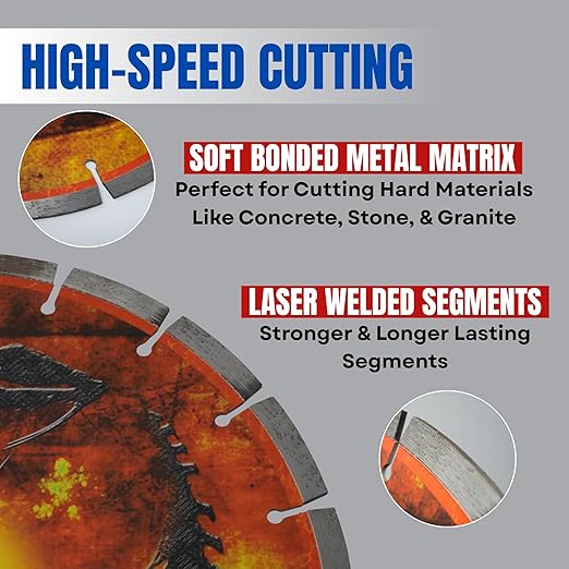 14 Inch Viper Laser Concrete Diamond Blade – Professional Grade for Concrete, Brick, Block, Stone & Pavers – Precision Dry or Wet Cutting Disc for Electric or Gas Saws (14" X 1"-20mm Arbor)