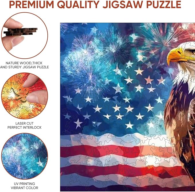Reouinty Wooden Puzzle for Adults 500 Pieces, Eagle Wood Jigsaw Puzzles - Image 5