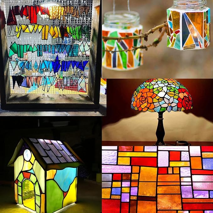 ILLUCKAI 2.2lb Colorful Transparent Stained Glass Scraps, Irregular Stained - Image 6