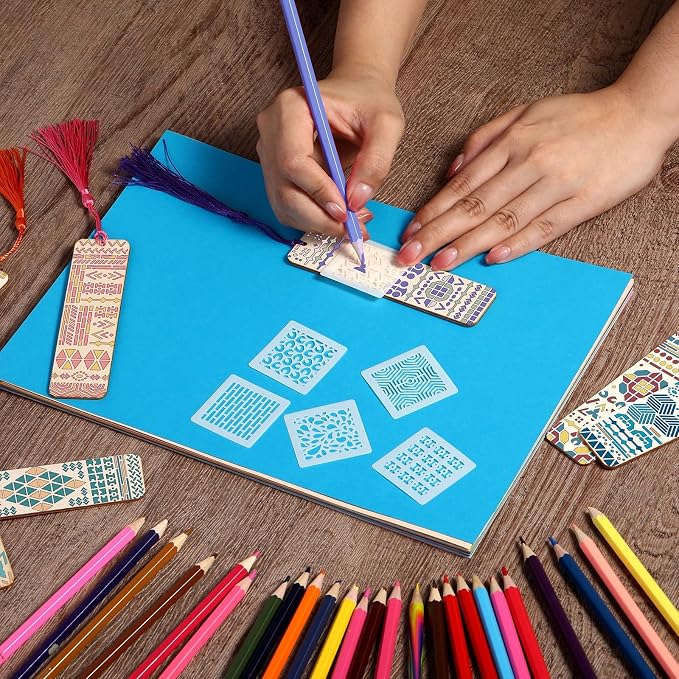 TaoBary 92 Pcs 4.8 x 1.3 Inch Geometry Wood Bookmark Making Kit Includes 36 - Image 5