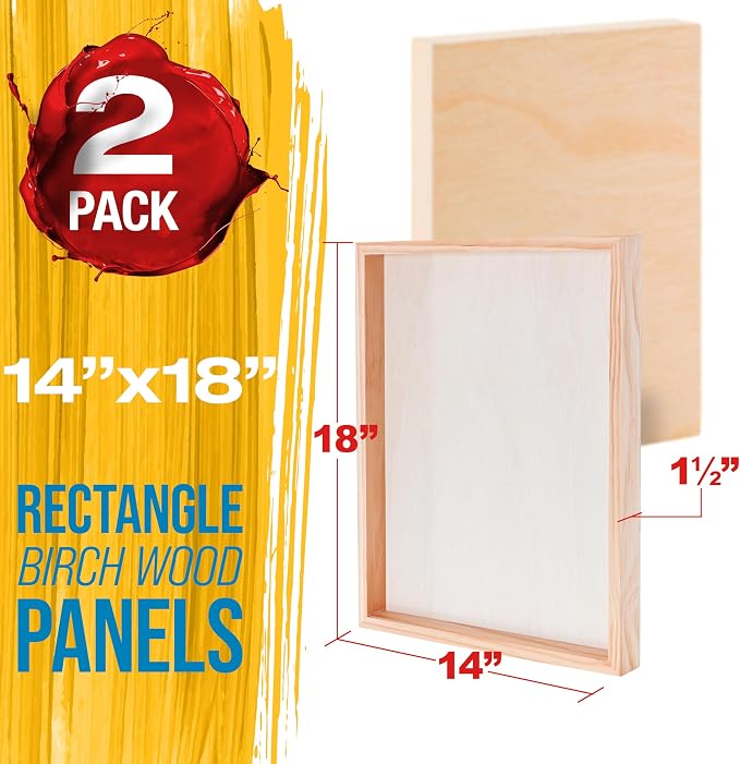 U.S. Art Supply 14" x 18" Unfinished Cradled Wood Panels - Image 2