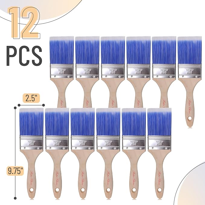 Bates- Paint Brushes, 12 Pack, Treated Wood Handle, Paint Brushes - Image 2
