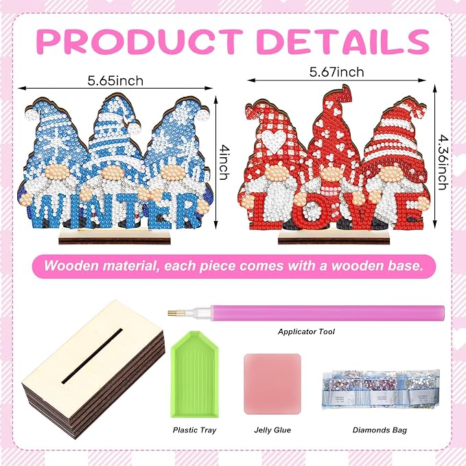 YooNotee 12 Sets Gnome Interchangeable Seasonal Diamond Art Tabletop - Image 3