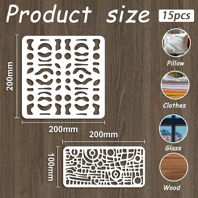 INFUNLY 15pcs Abstract Line Stencil - Image 2