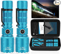 Flashlights High Lumens Rechargeable, Super Bright Long Range Small Powerful Flashlight, 6 Modes LED Tactical Pocket Waterproof Flash Light for Home Emergency (2, Turquoise)
