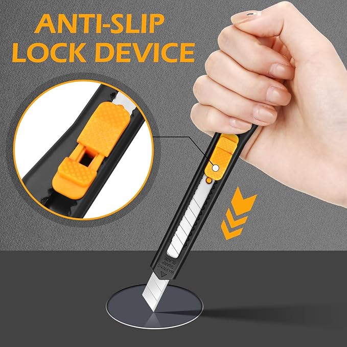300 Pcs Box Cutters Retractable Utility Knife Office Supplies 9mm Wide Blade Cutter Compact Razor Knife for Home Use(Black)