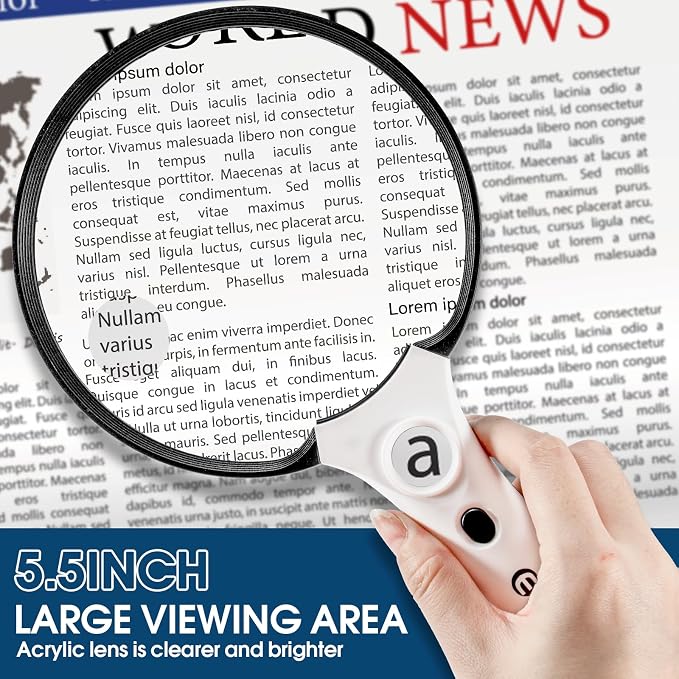 Large Magnifying Glass with Light, Magnifier Handheld Illuminated Lighted - Image 2