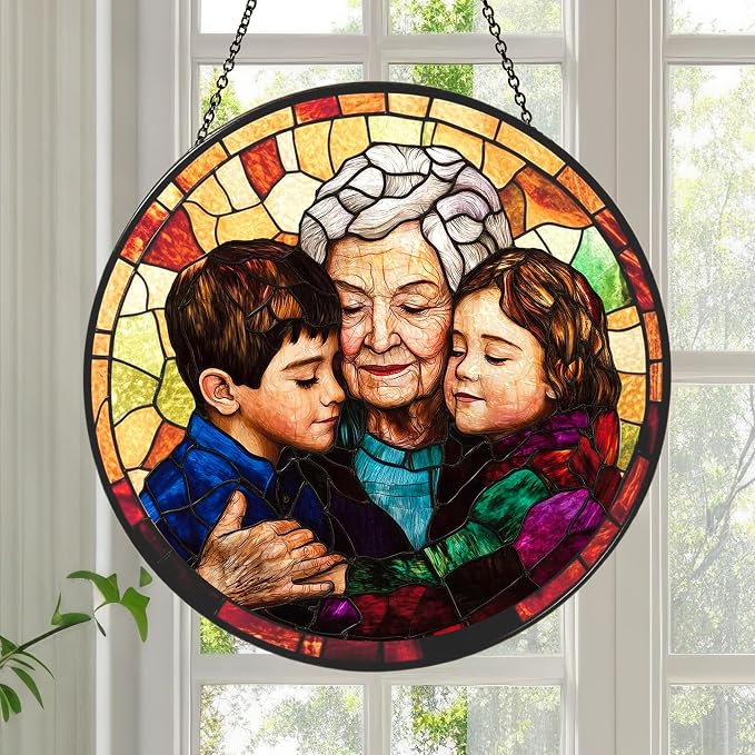Personalized Grandma Stained Glass Sun Catcher, Custom Photo Family Portrait - Image 3