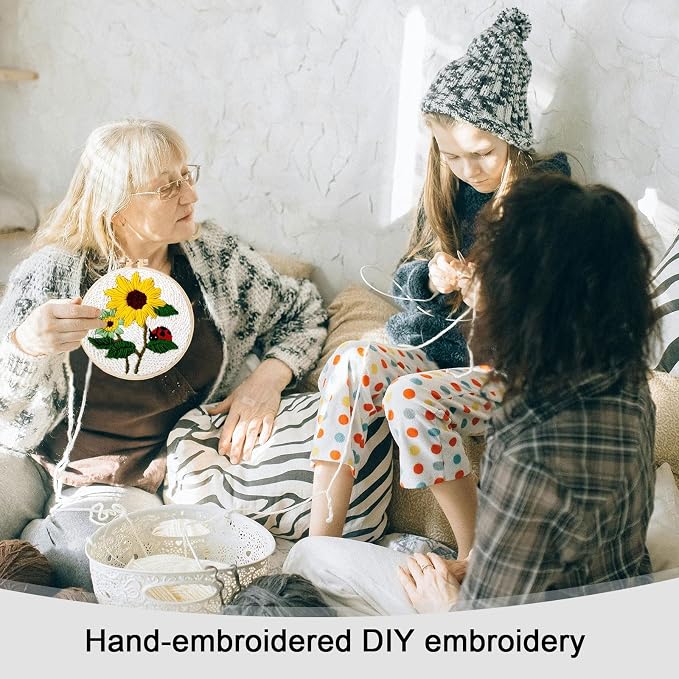 PYHIRRY Punch Needle Kits Adults Beginner Sunflower-with Tool, Fabric & Video - Image 2