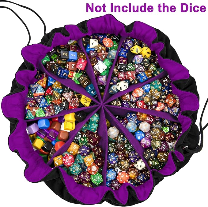 SIQUK Large Dice Bag with Pockets Drawstring Dice Bag DND Dice Storage Bag Big - Image 2