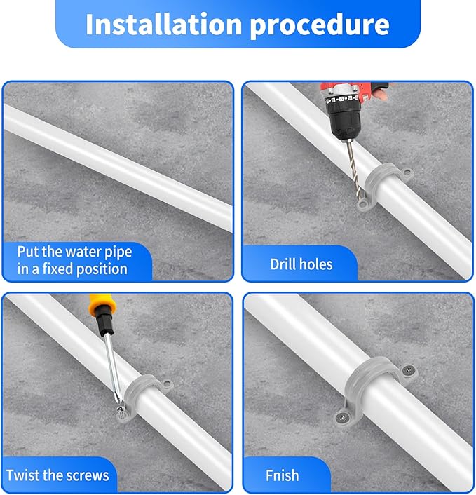 100 Pcs PVC Pipe Straps 1 Inch, Plastic Conduit Clamp Pipe, 2 Holes Heavy Duty U Clamps for 1 Inch PVC Pipe Conduit Cables Hose