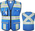 Class 2 Safety Vest with Zipper Front and multiple Pockets, High Visibility Vest, Meets ANSI/ISEA Standards